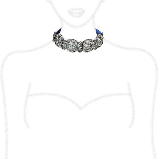 LO4206 - TIN Cobalt Black Brass Necklace with AAA Grade CZ in Clear-1