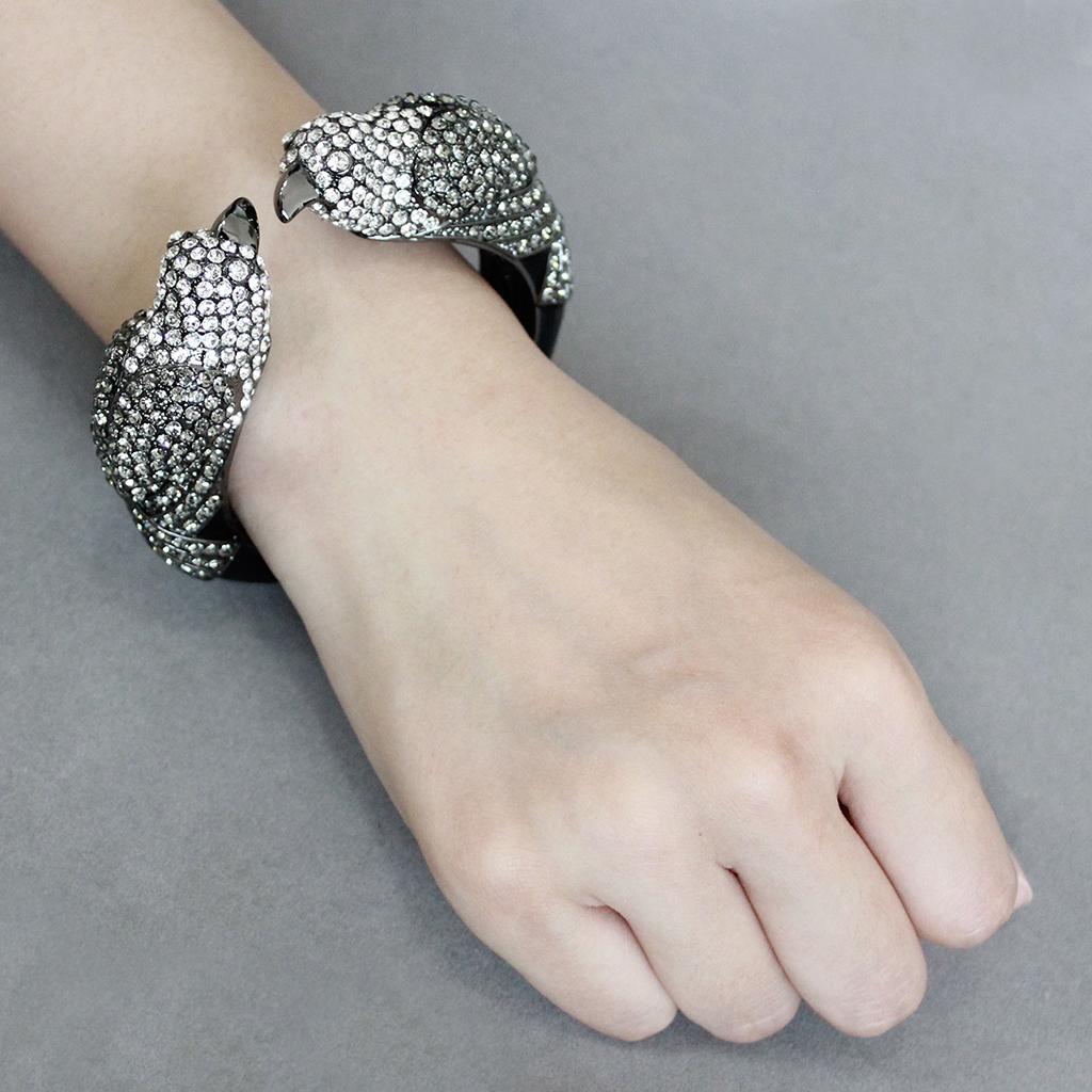 LO4333 - Ruthenium Brass Bangle with Top Grade Crystal in Multi Color-4