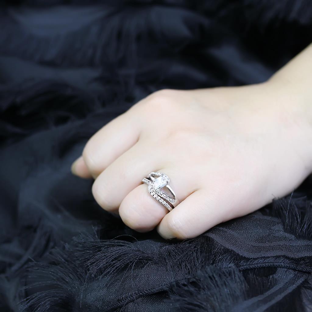 LO4712 - Rhodium Brass Ring with AAA Grade CZ in Clear-4