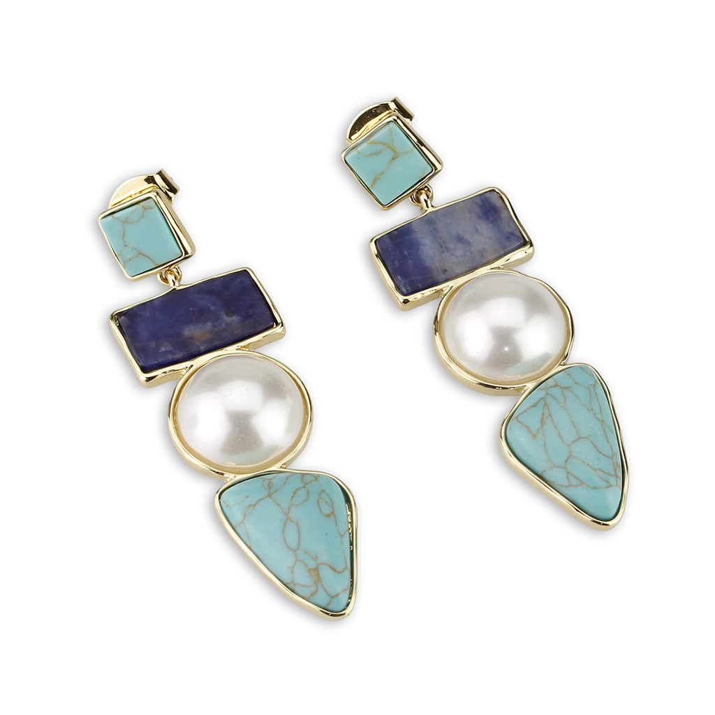 LO4787 - Earring, Brass, Flash Gold, Assorted, MultiColor, N/A Alamode