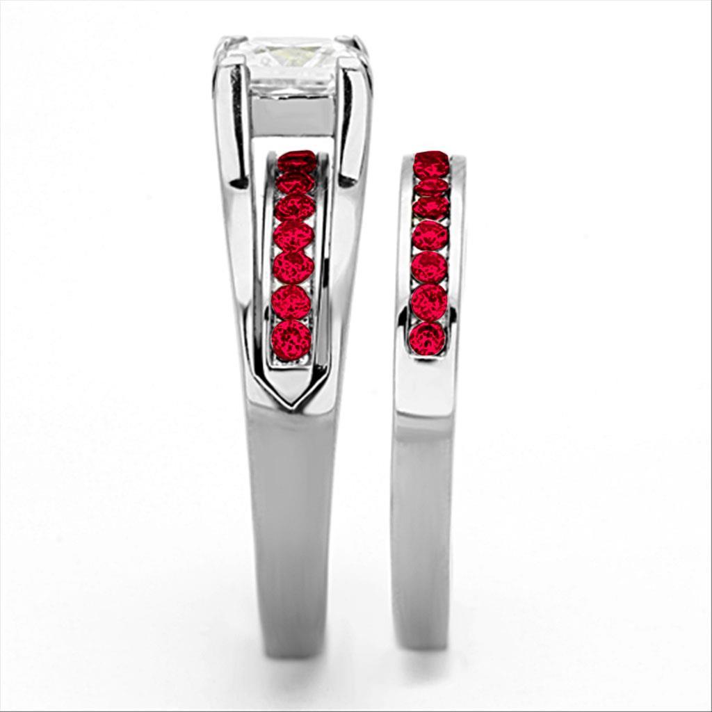 LOA1362 - High polished (no plating) Stainless Steel Ring with AAA Grade CZ in Multi Color-3