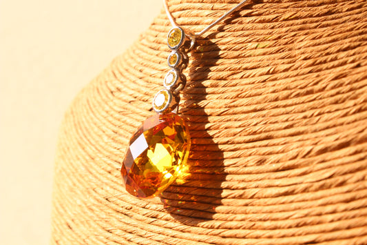 LOAS1388 - 14 K Gold tone 925 Sterling Silver Chain Pendant with AAA Grade CZ in Yellow-1