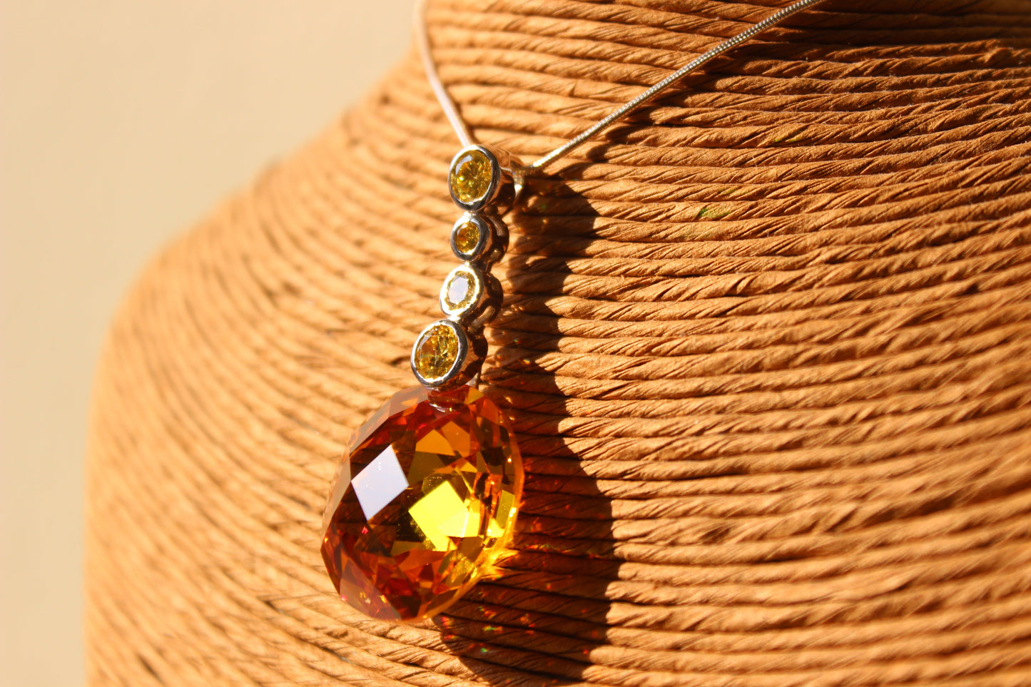 LOAS1388 - 14 K Gold tone 925 Sterling Silver Chain Pendant with AAA Grade CZ in Yellow-2