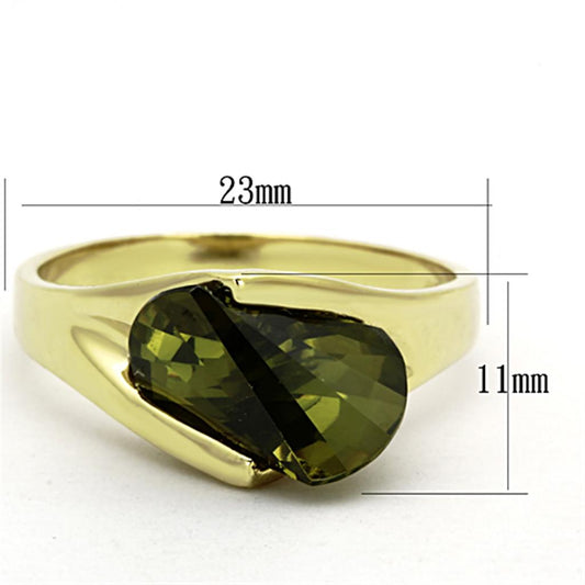 LOS655 - Gold 925 Sterling Silver Ring with AAA Grade CZ in Olivine color-1