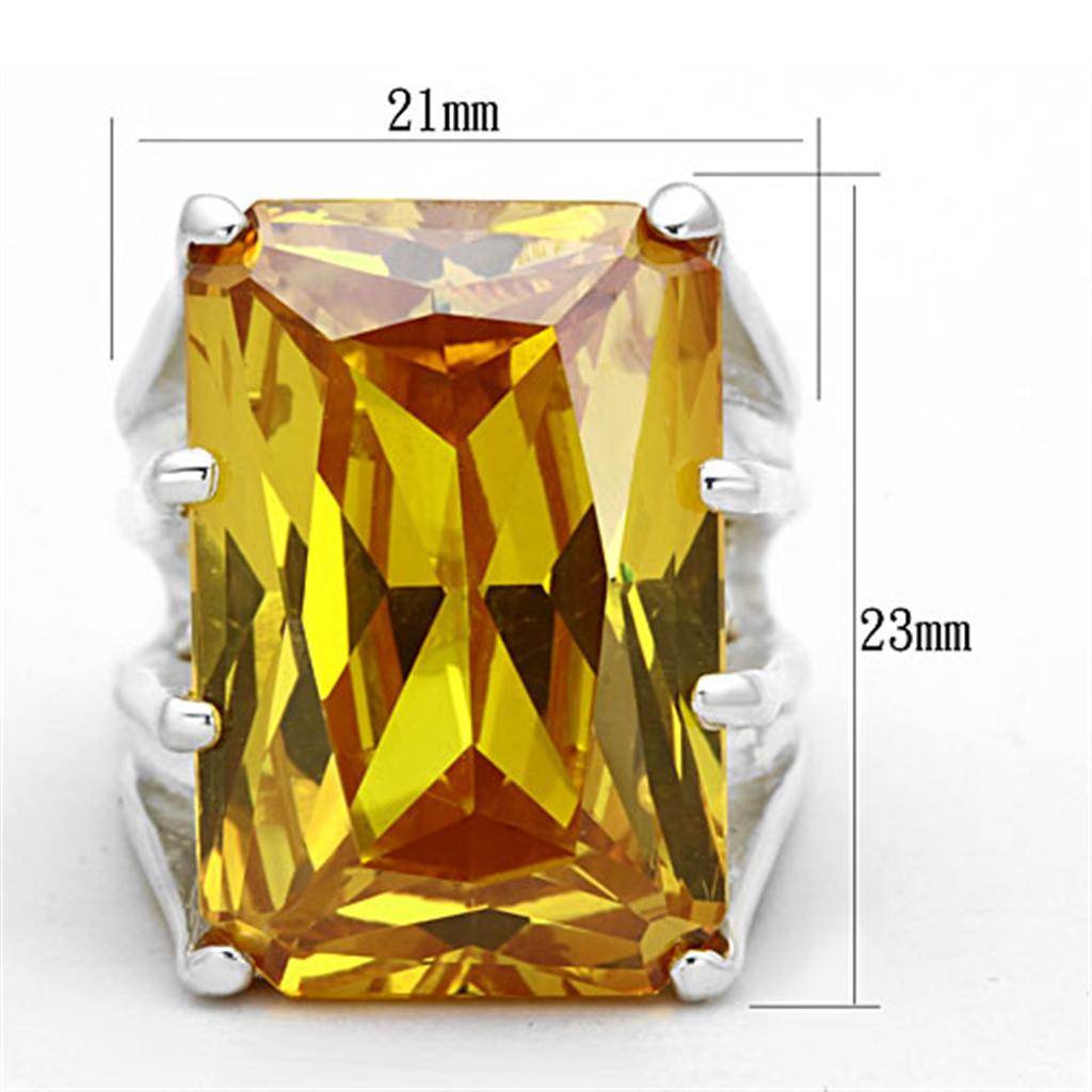 LOS665 - Silver 925 Sterling Silver Ring with AAA Grade CZ in Topaz Alamode