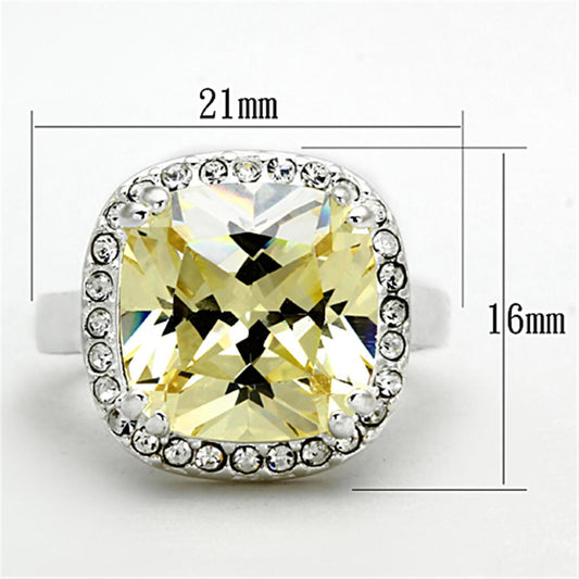 LOS718 - Silver 925 Sterling Silver Ring with AAA Grade CZ in Citrine Yellow-1