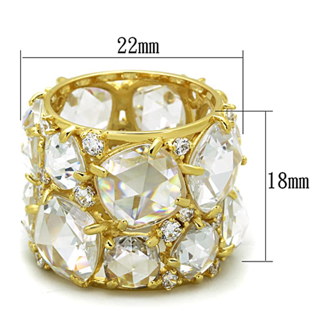 LOS765 - Gold 925 Sterling Silver Ring with AAA Grade CZ in Clear Alamode