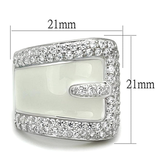 LOS804 - Rhodium 925 Sterling Silver Ring with AAA Grade CZ in Clear-1