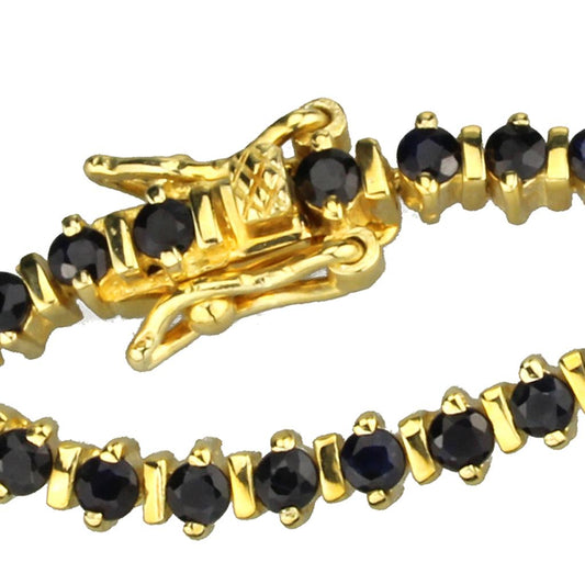 LOS838 - Gold 925 Sterling Silver Bracelet with AAA Grade CZ in Jet-1