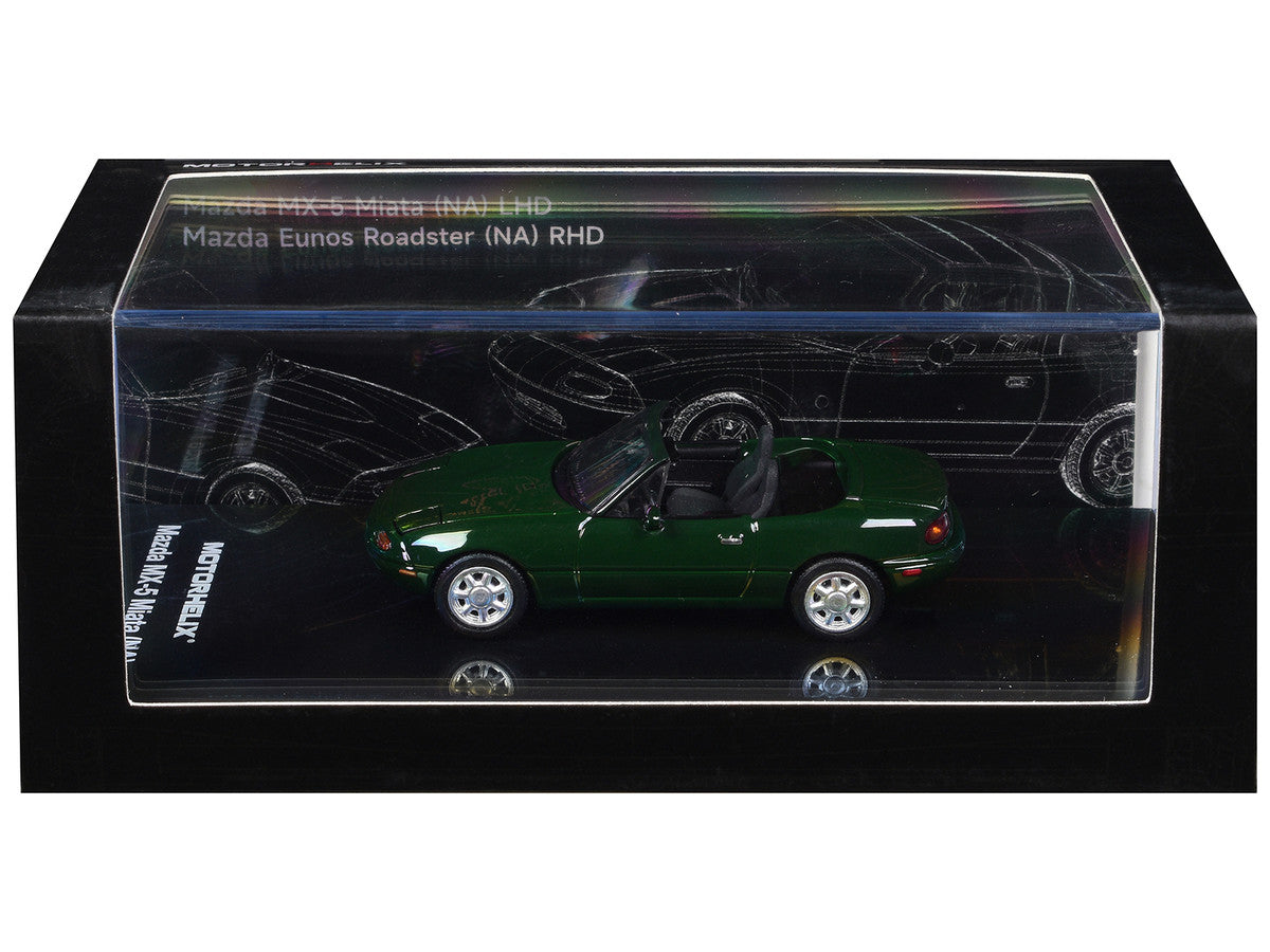 Mazda MX-5 Miata (NA) Convertible British Racing Green 1/64 Diecast Model Car by MotorHelix Motorhelix