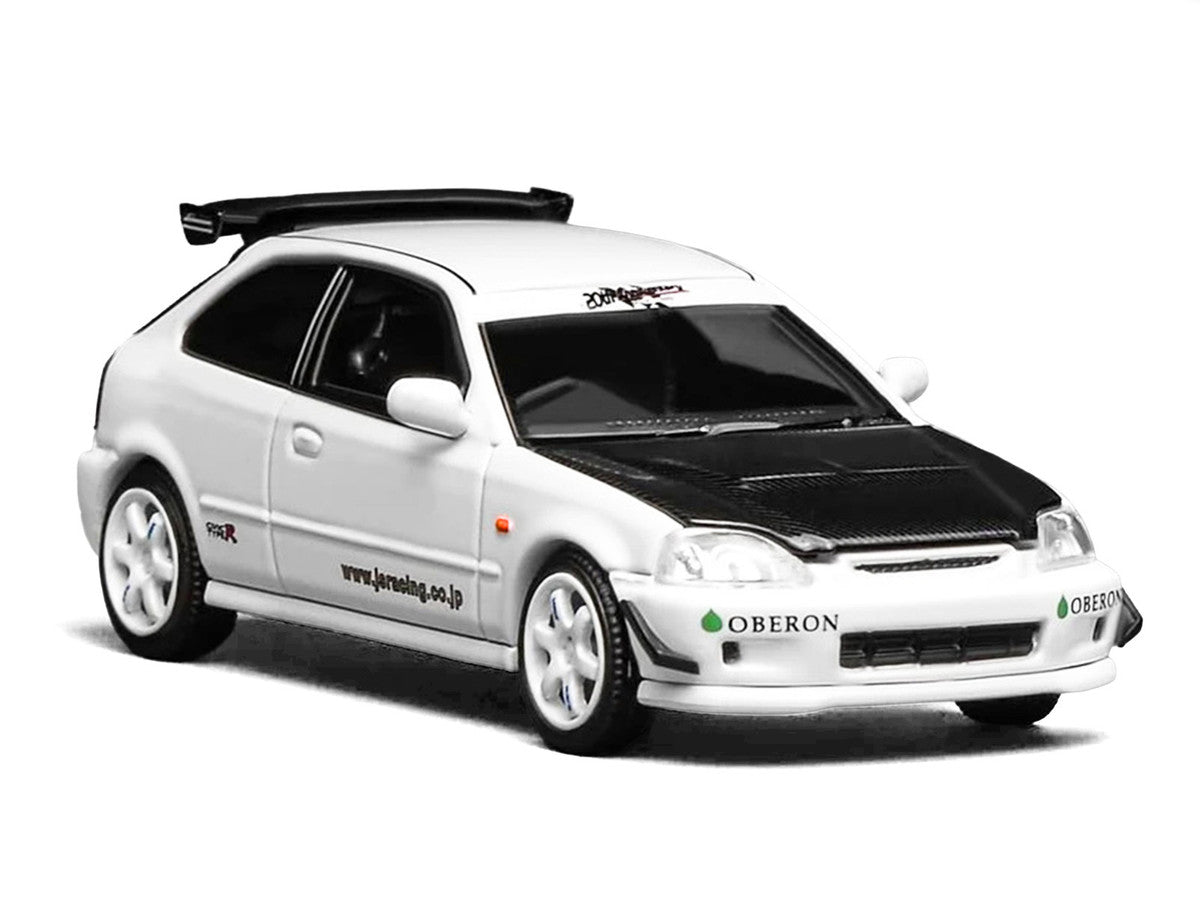 Honda Civic Type R (EK9) RHD (Right Hand Drive) "J's Racing" White 1/64 Diecast Model Car by MotorHelix Motorhelix