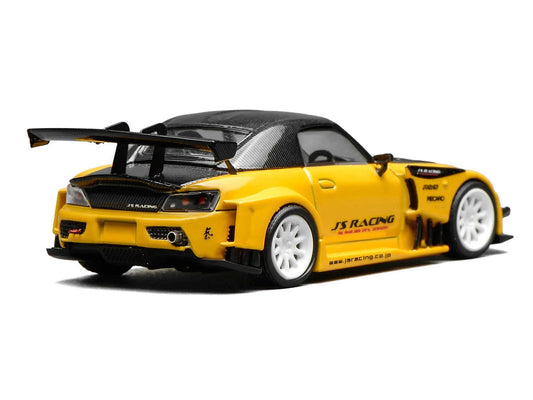 Honda S2000 RHD (Right Hand Drive) "J's Racing" New Indy Yellow Pearl with Carbon Hood and Top 1/64 Diecast Model Car by MotorHelix Motorhelix
