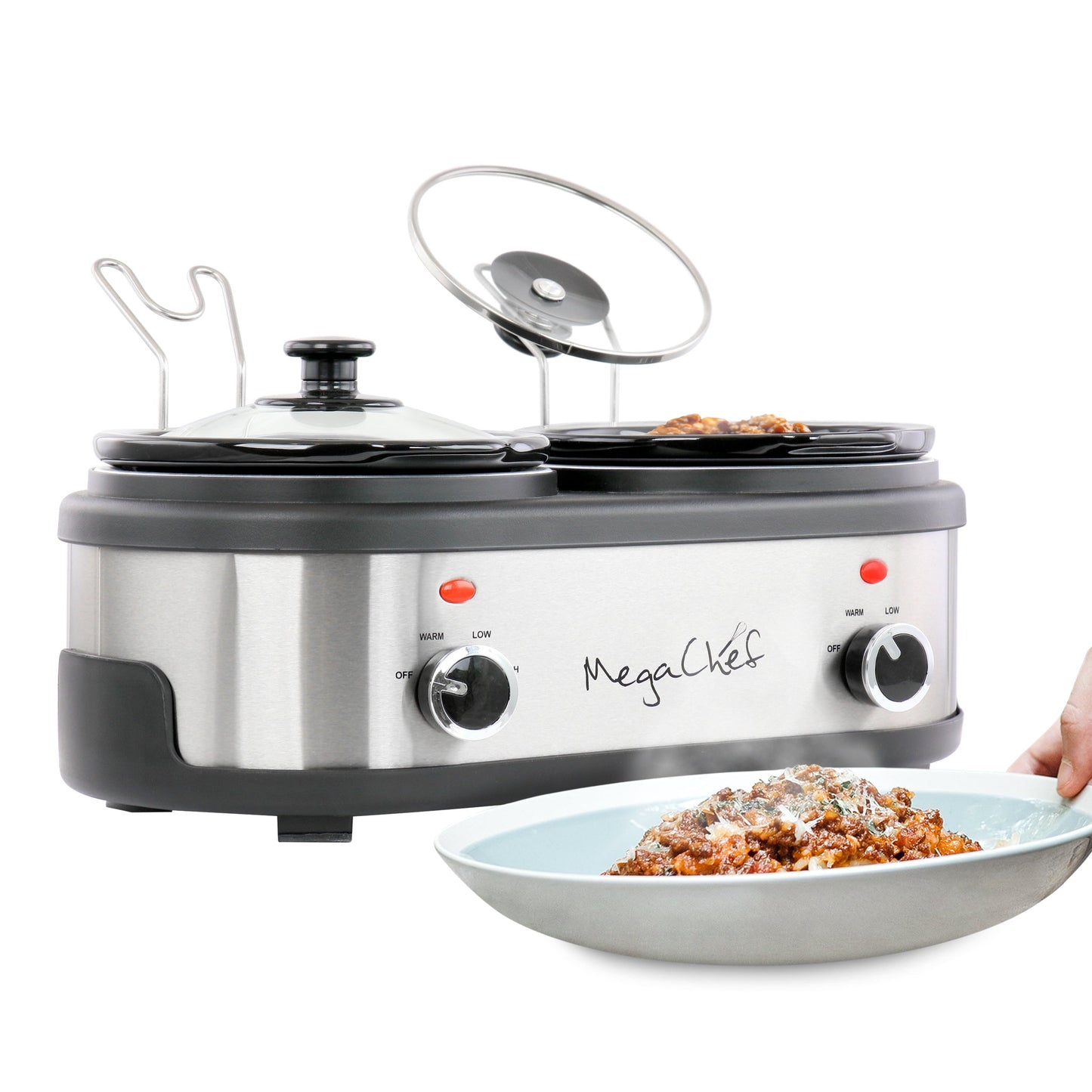 MegaChef Dual 1.5 Quart Crock Buffet Slow Cooker W2B
