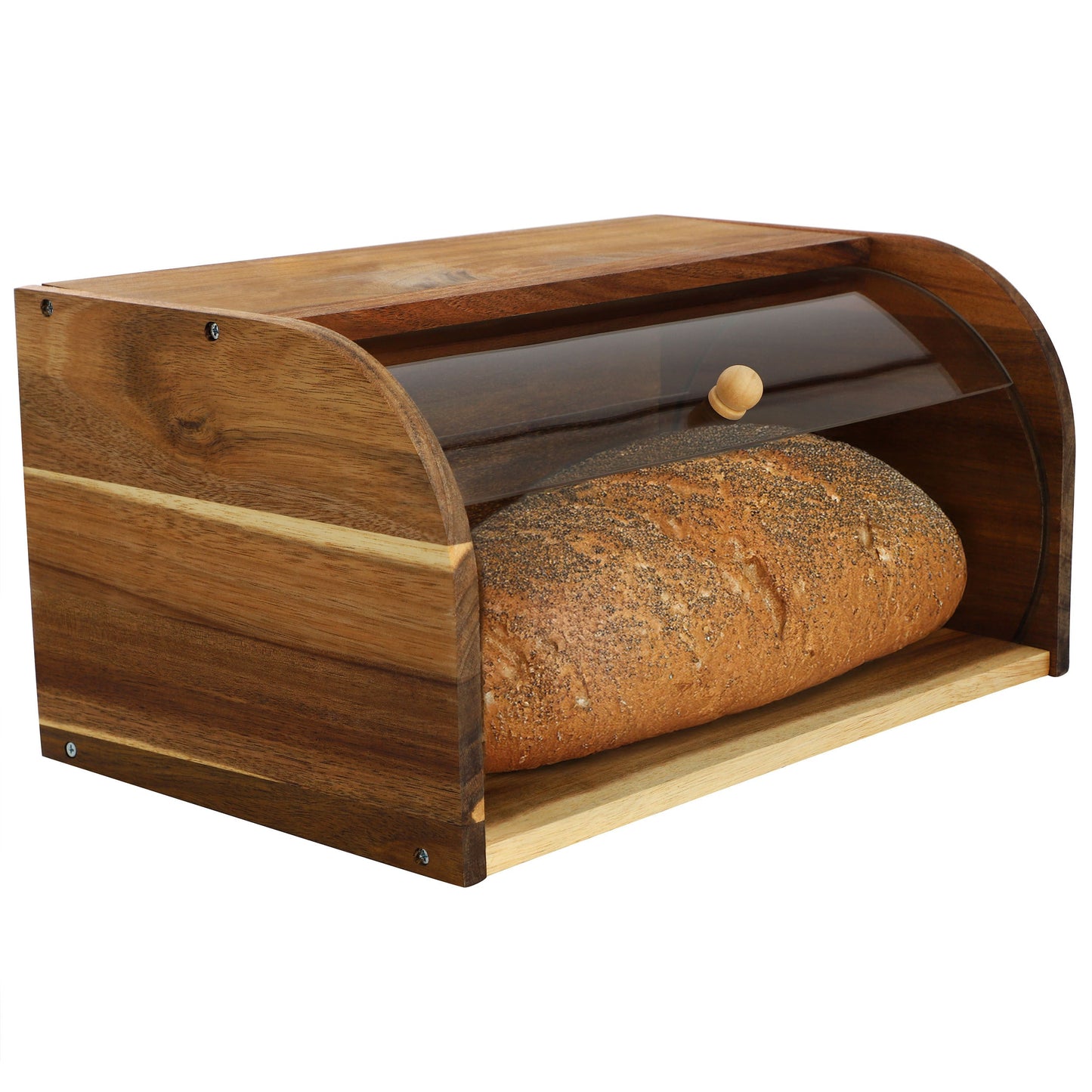 MegaChef Acacia Wood Bread Box with Sliding Plastic Lid W2B
