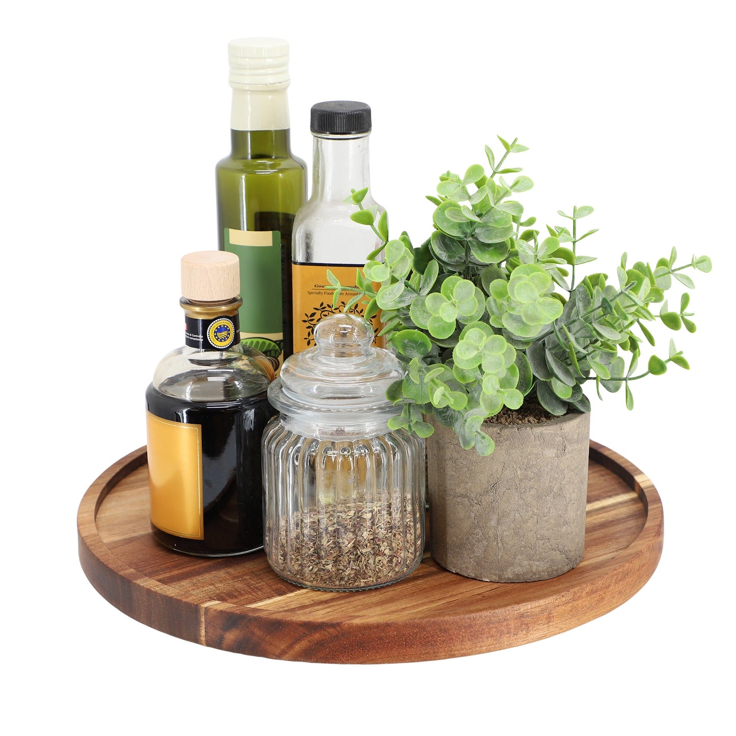 MegaChef 12 Inch Acacia Wood Lazy Susan Tray W2B