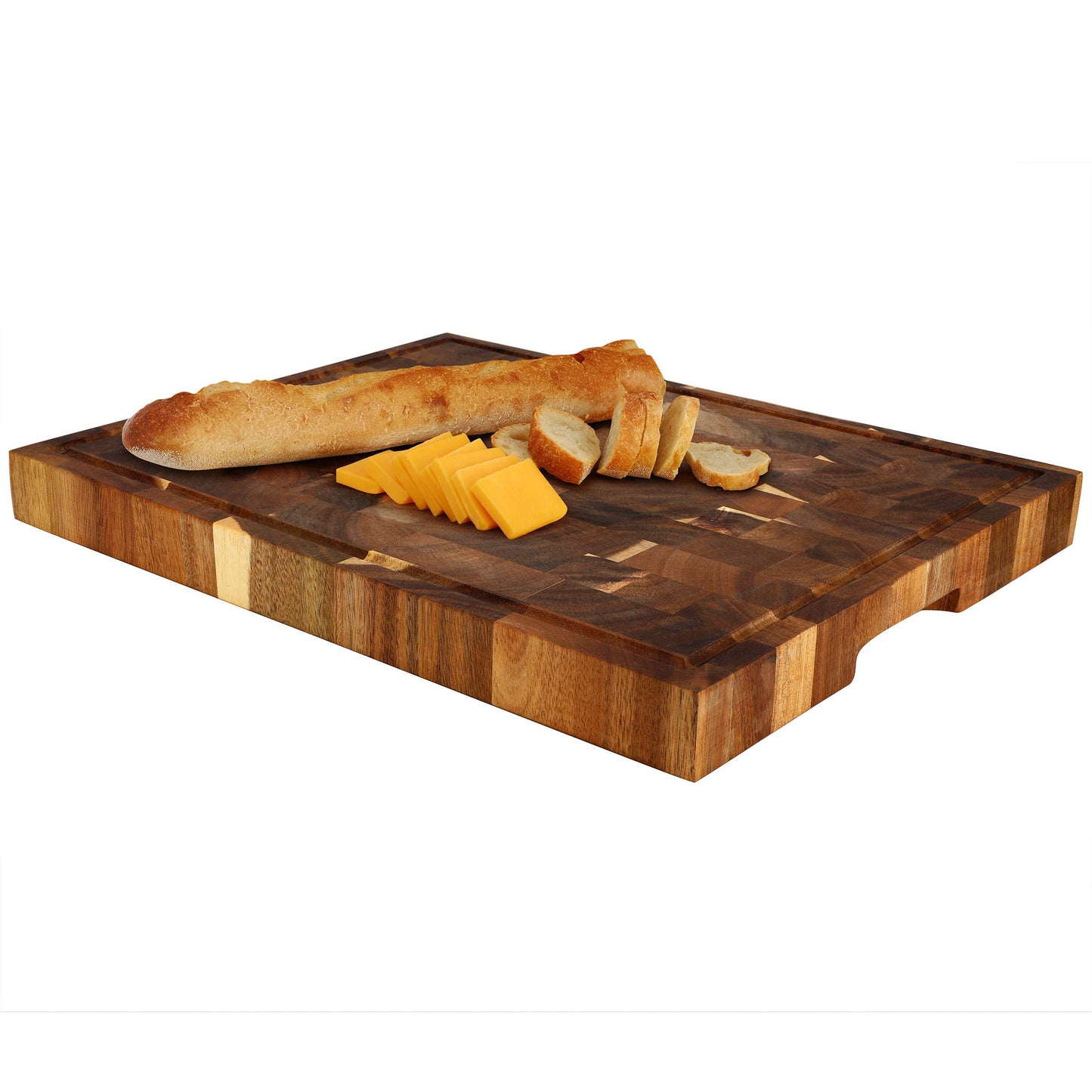 MegaChef 17 x 13 Inch Acacia Wood Butcher Block Carving and Cutting Serving Board with Juice Groove W2B