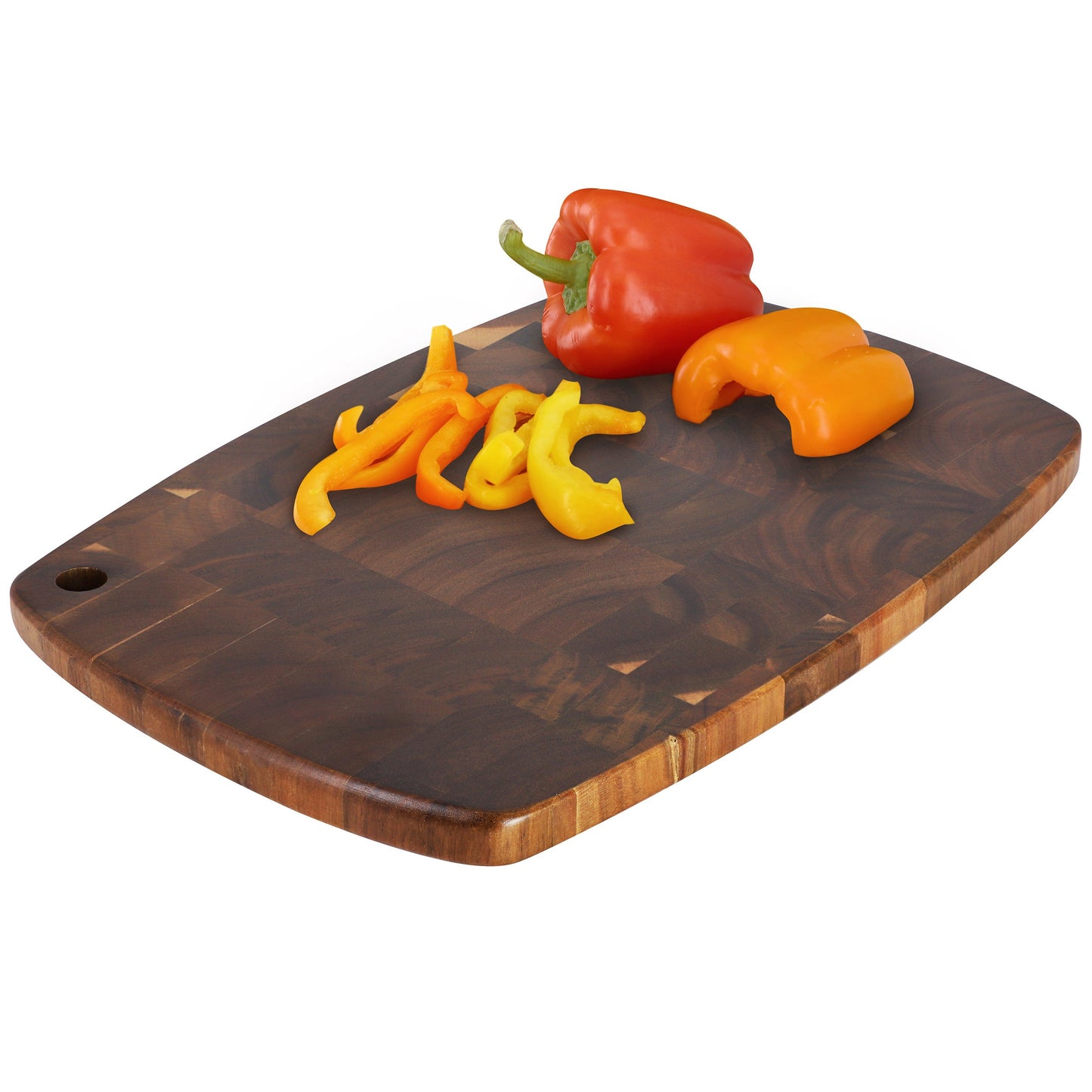 MegaChef 15.5 x 10.5 Inch Acacia Wood Rectangular Cutting Board with Rounded Edge in Dark Brown W2B