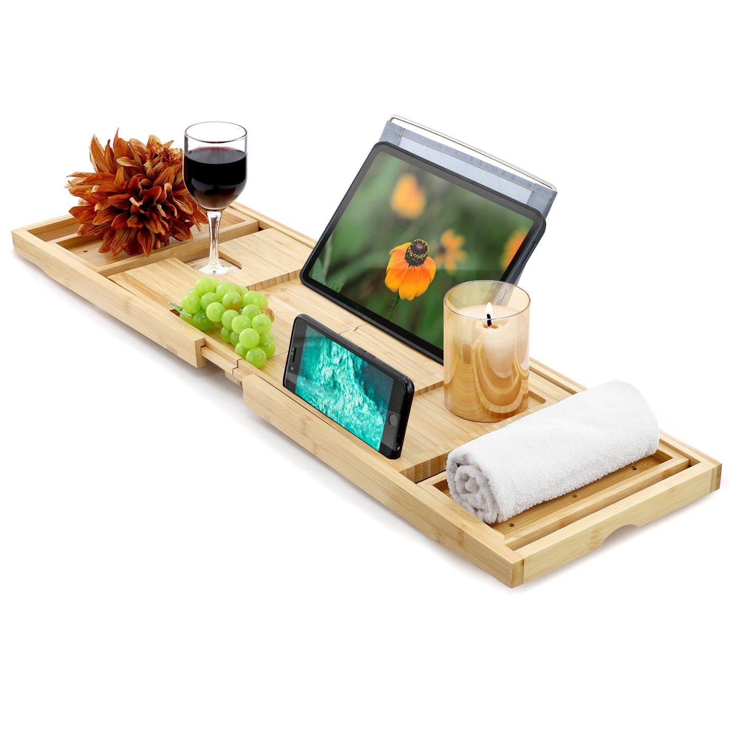 MegaChef Expandable Bamboo Wood Bath Tray W2B