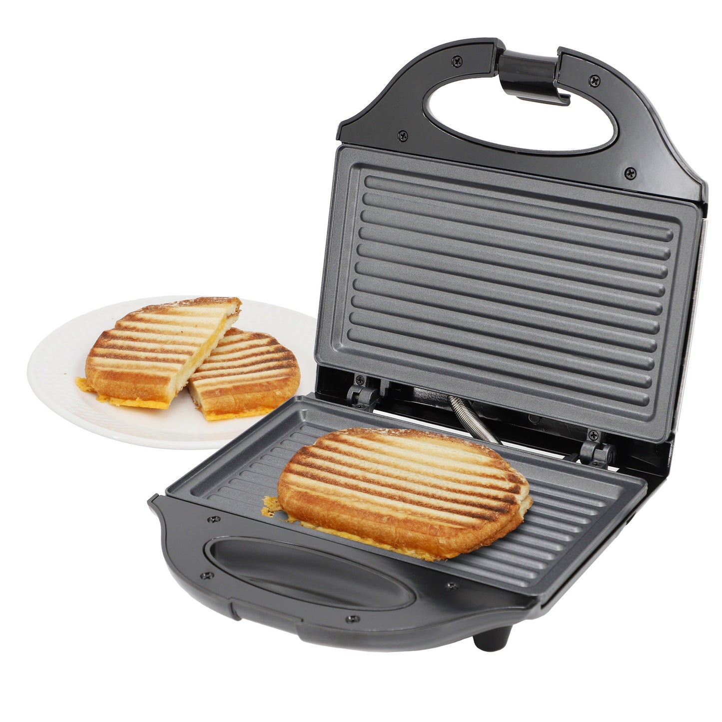 MegaChef Electric Compact Aluminum Nonstick Sandwich Maker in Black W2B
