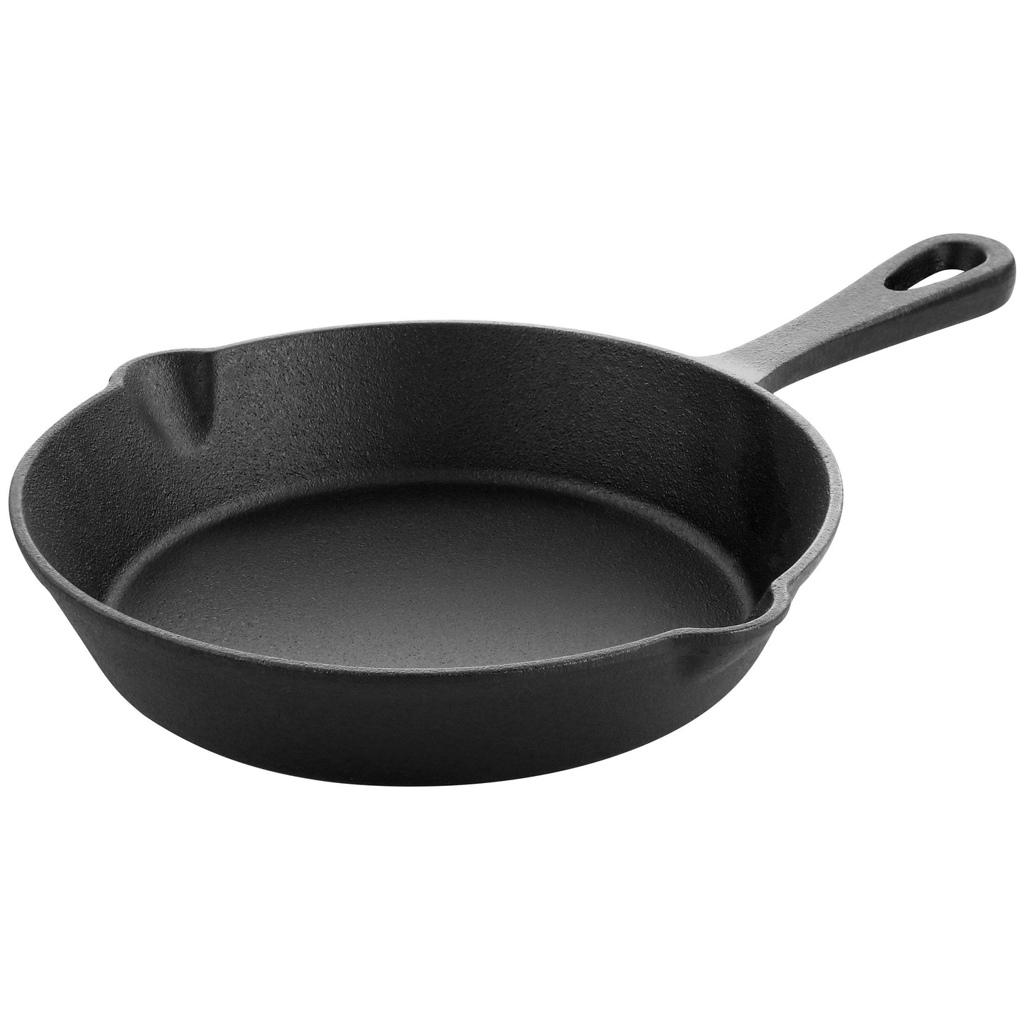 MegaChef 8 Inch Round Preseasoned Cast Iron Frying Pan in Black W2B
