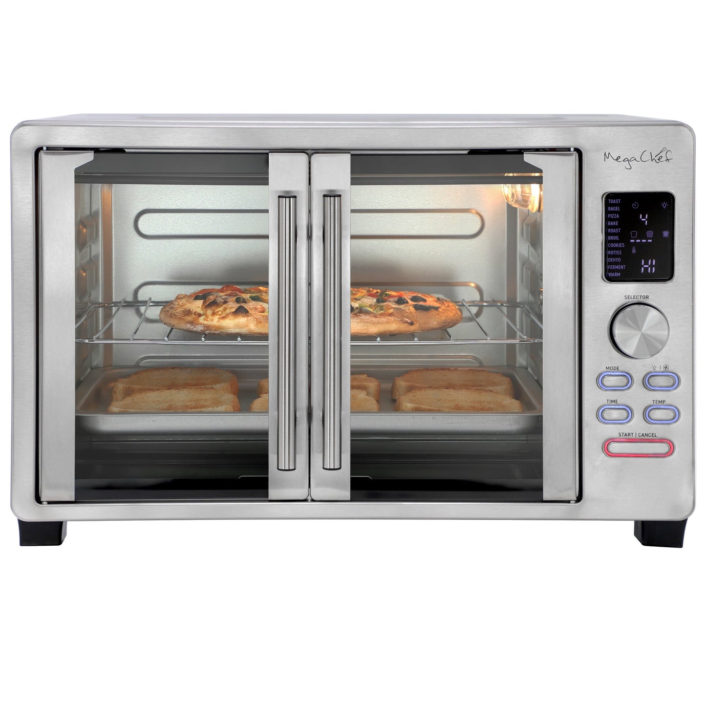 MegaChef 31.7 Quart Digital French Door Multi-Function Electric Convection Toaster Oven with Rotisserie Set W2B