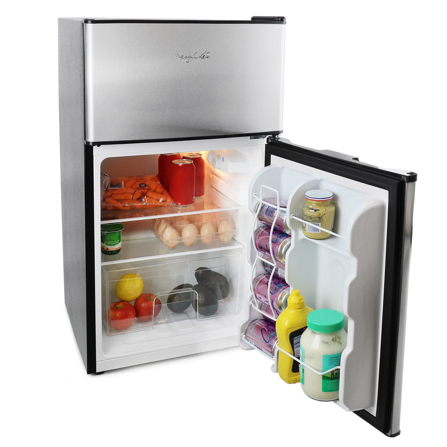MegaChef 3.2 Cubic Feet 2 Door Refrigerator/Freezer in Stainless Steel W2B