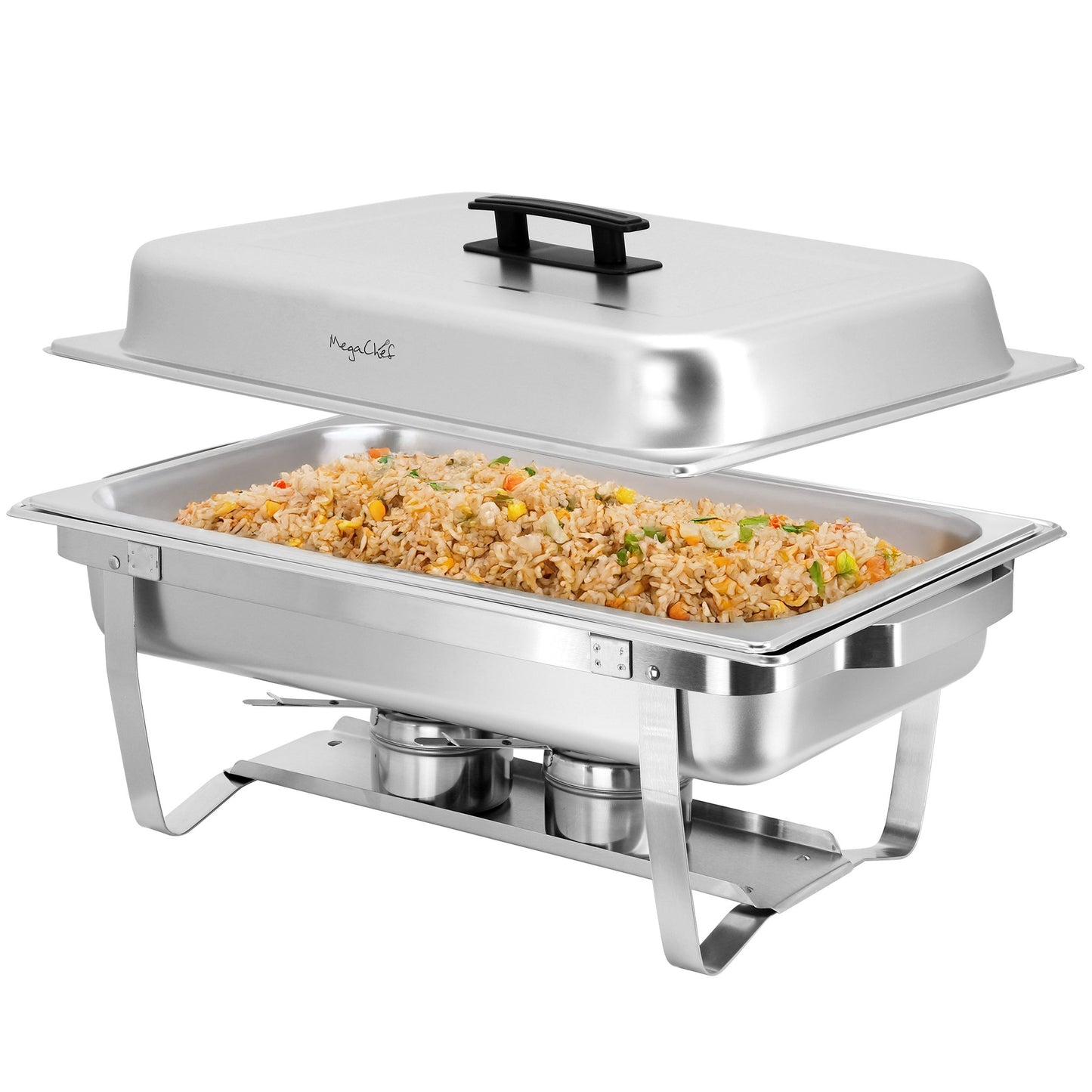 MegaChef 9.5 Quart Foldable Stainless Steel Professional Chafing Dish/Food Warmer/Buffet Server Serving Trays W2B