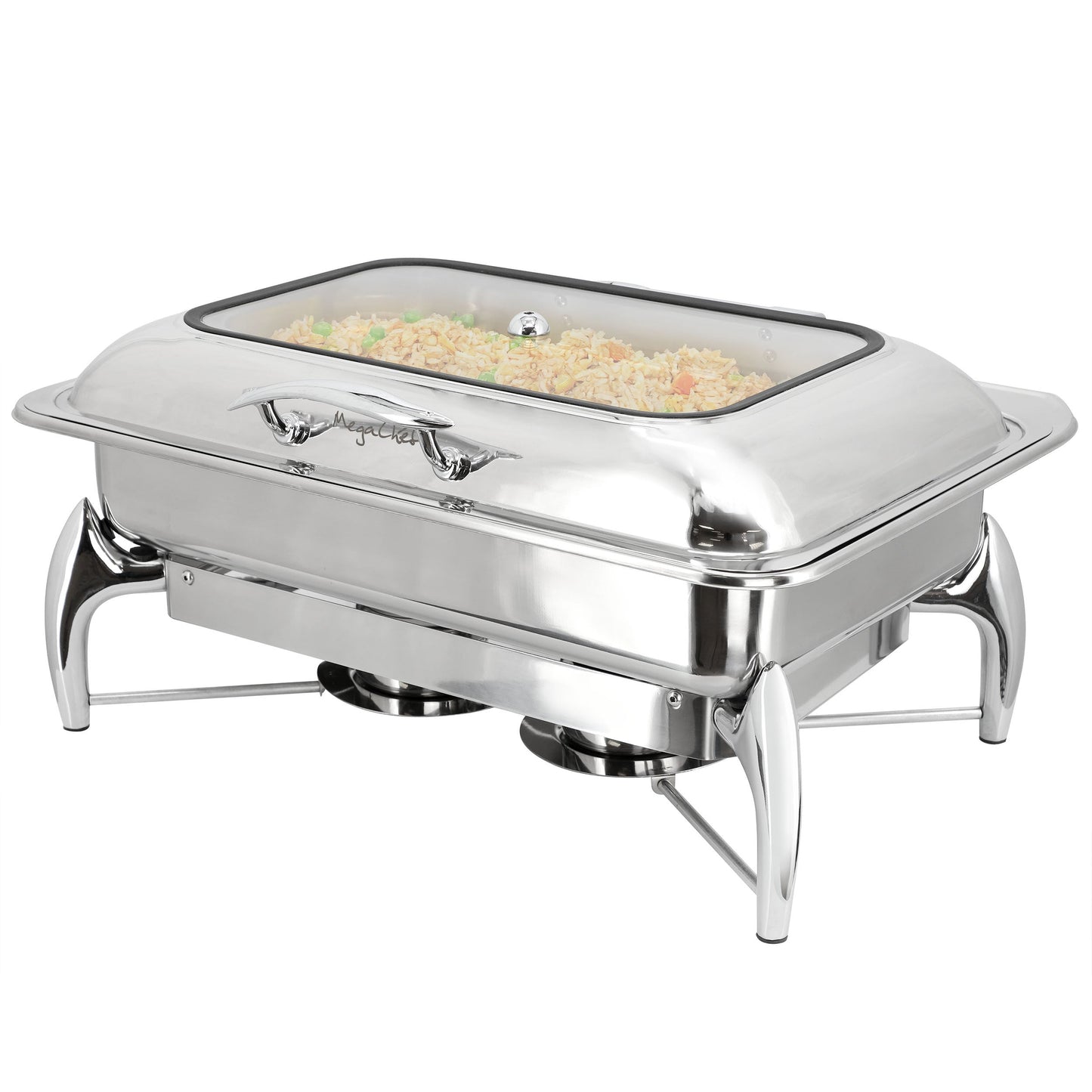 MegaChef 9.5 Quart Stainless Steel Rectangle Professional Chafing Dish/Food Warmer/Buffet Server Serving Trays W2B