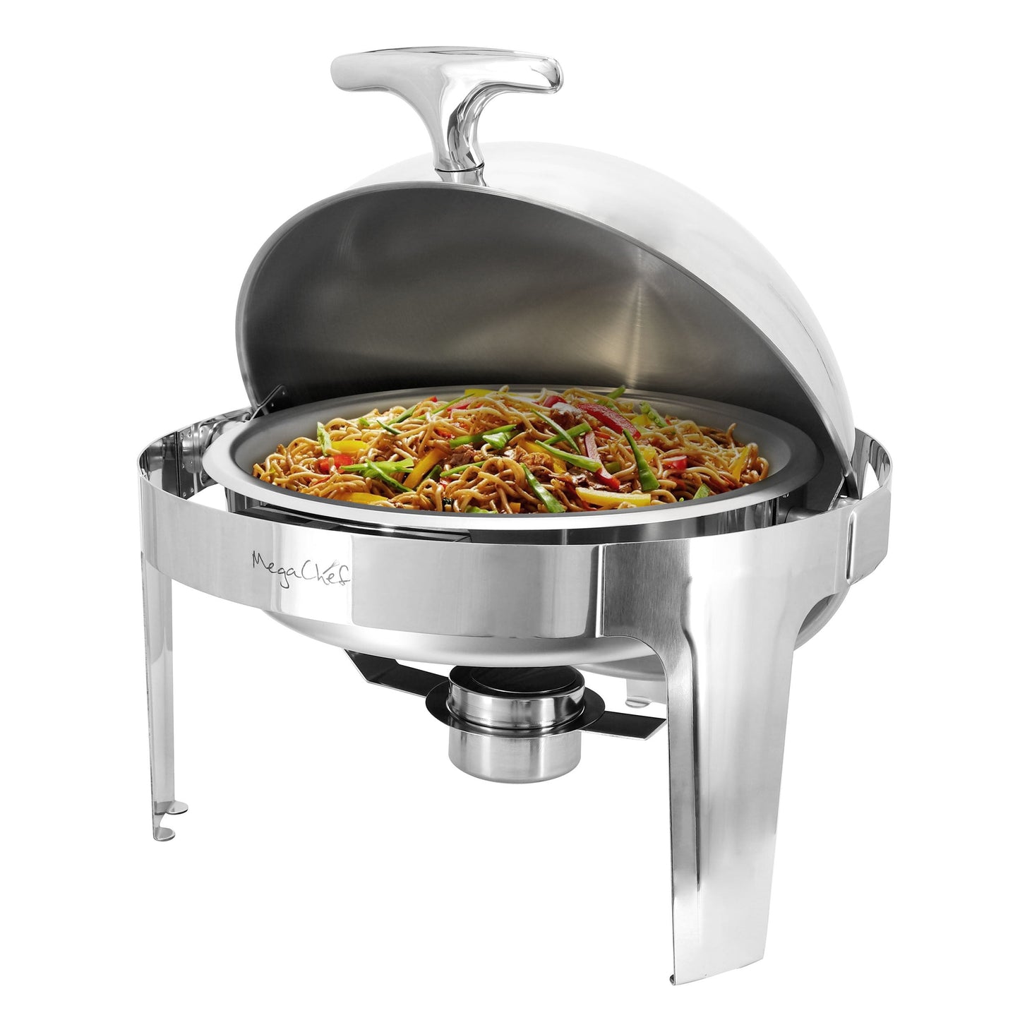 MegaChef 6.3 Quart Round Stainless Steel Dome Roll Top Professional Chafing Dish/Food Warmer/Buffet Server Serving Dish W2B