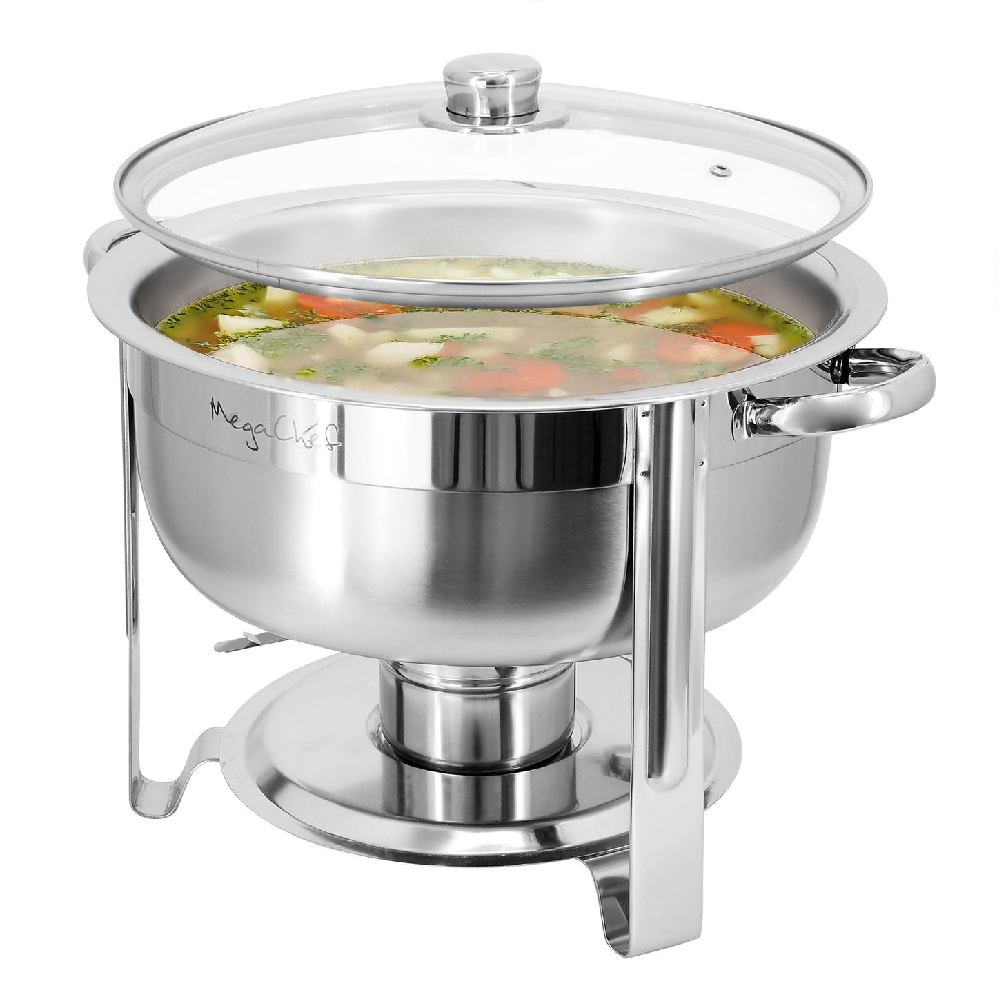 MegaChef 7.9 Quart Round Stainless Steel Professional Chafing Dish/Food Warmer/Buffet Server Serving Trays W2B