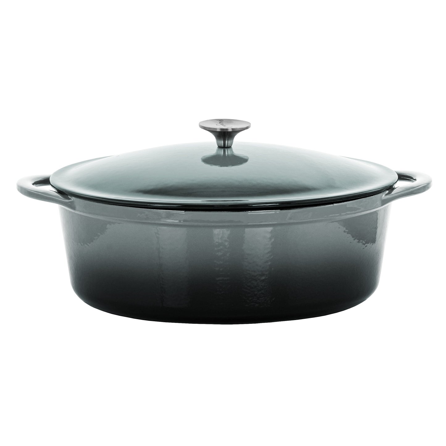 MegaChef 7 Quarts Oval Enameled Cast Iron Casserole in Gray W2B