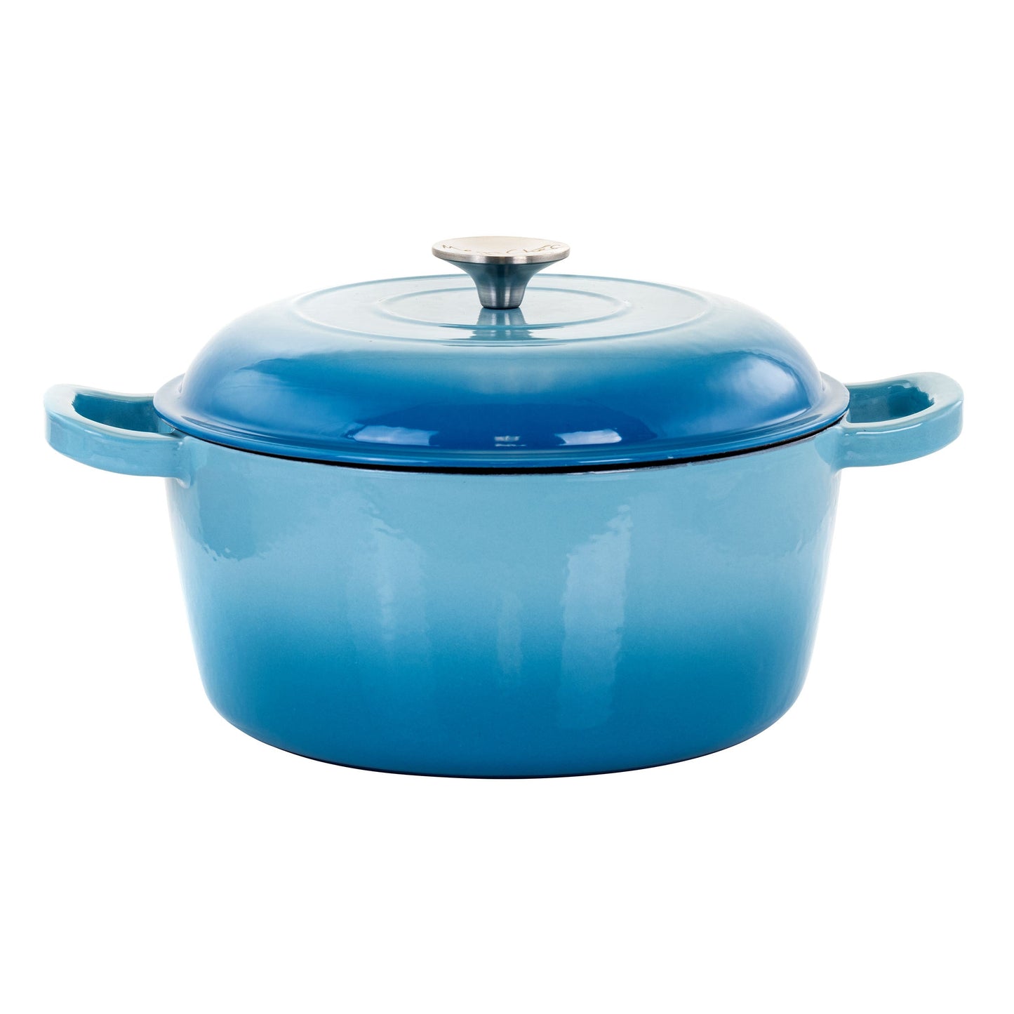 MegaChef 5 Quarts Round Enameled Cast Iron Casserole with Lid in Blue W2B