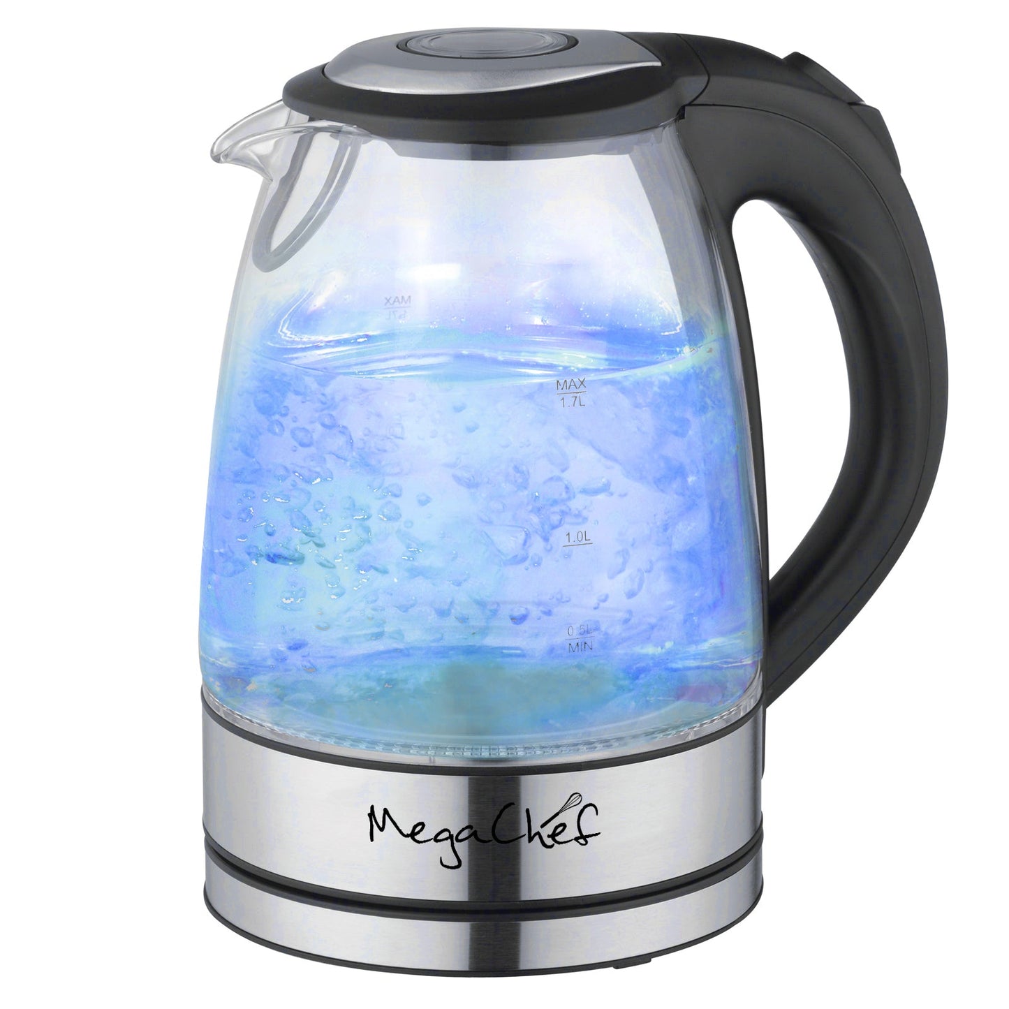 MegaChef 1.7Lt. Glass and Stainless Steel Electric Tea Kettle W2B