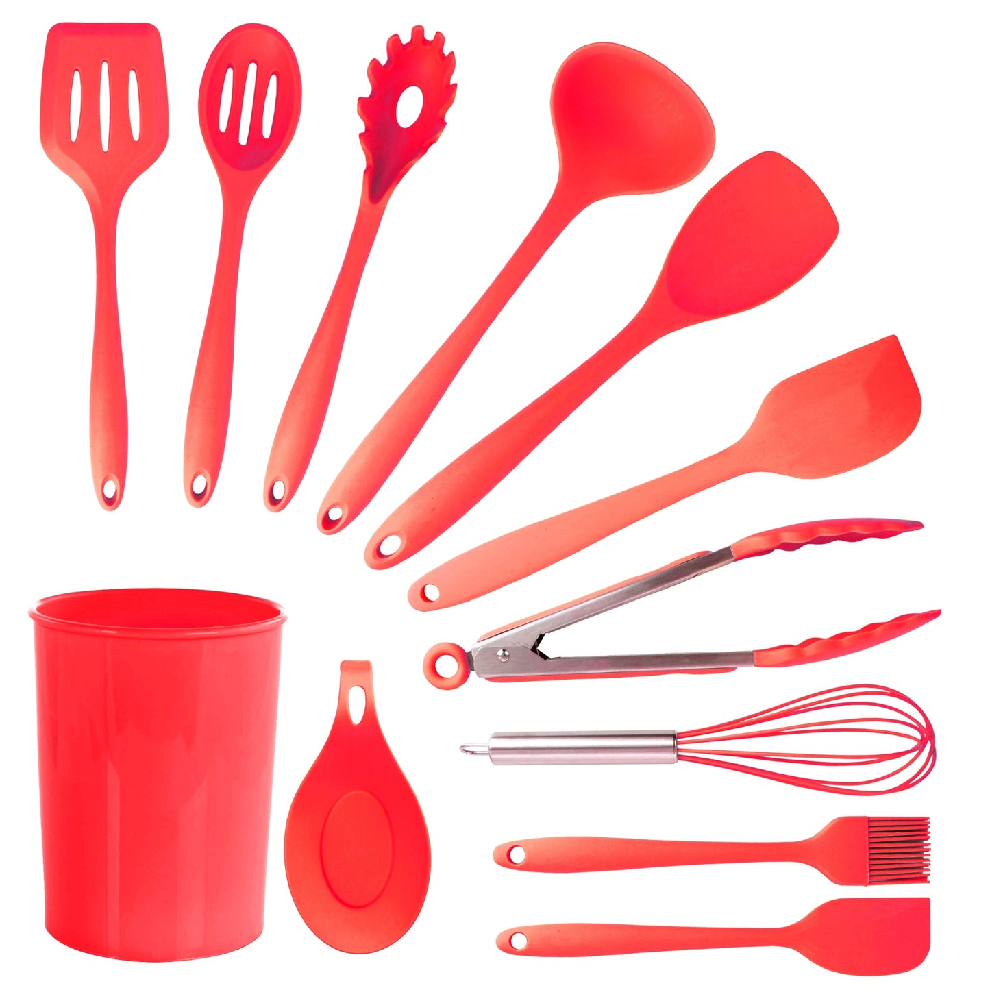 MegaChef Red Silicone Cooking Utensils, Set of 12 W2B