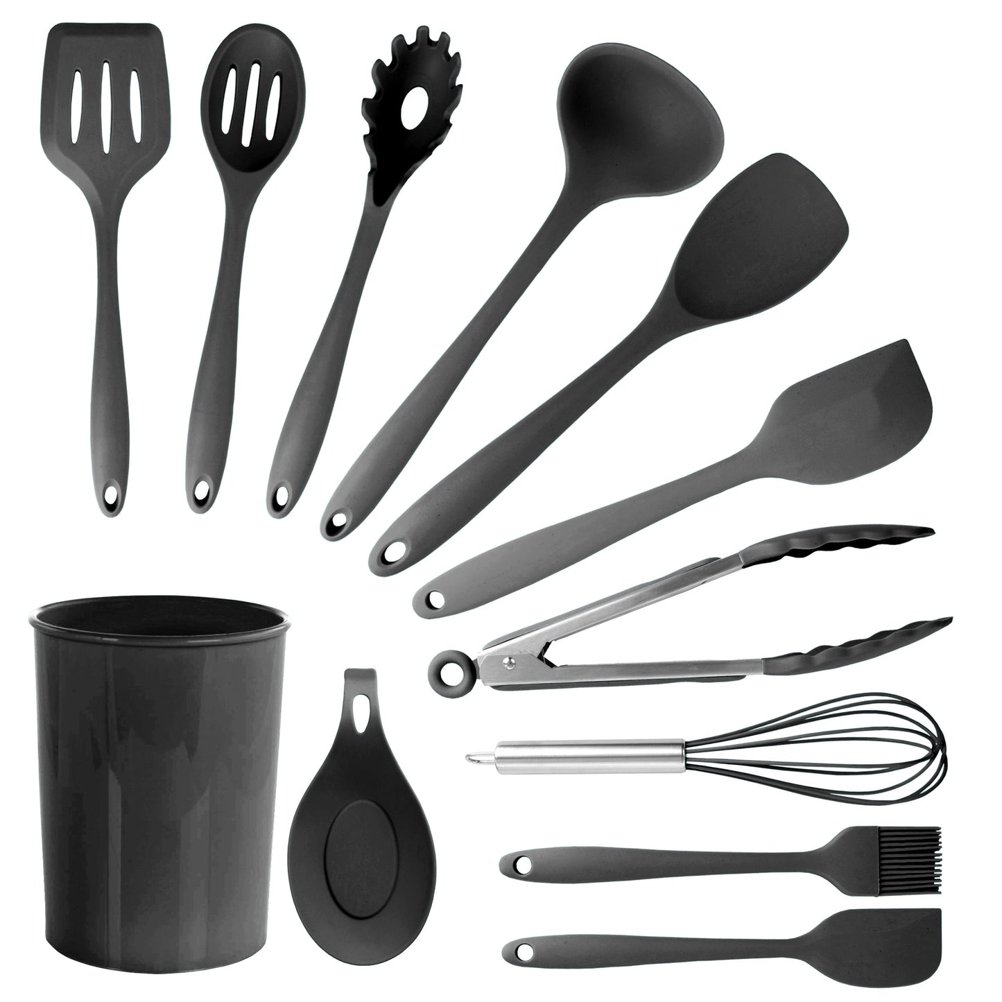 MegaChef Black Silicone Cooking Utensils, Set of 12 W2B