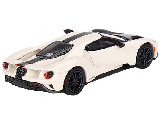 Ford GT "1964 Prototype Heritage Edition" Wimbledon White with Black Hood and Stripe Limited Edition to 2400 pieces Worldwide 1/64 Diecast Model Car by Mini GT Mini GT