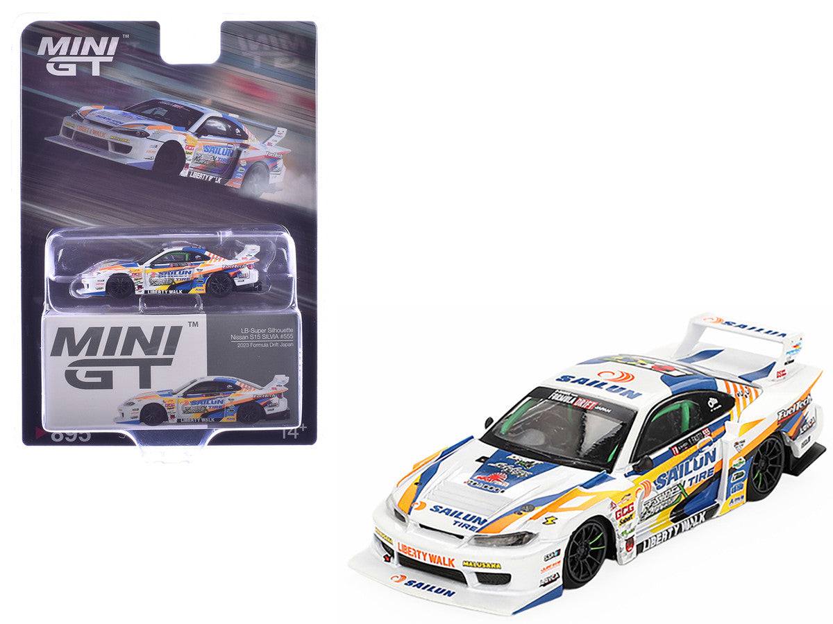 Nissan "LB-Super Silhouette" S15 SILVIA RHD (Right Hand Drive) #555 Yukio Fausto "Formula Drift Japan" (2023) Limited Edition 1/64 Diecast Model Car by Mini GT Mini GT