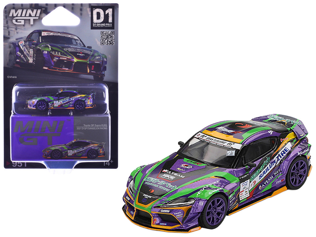 Toyota GR Supra KUHL RHD (Right Hand Drive) #91 Shingo Hatanaka "Evangelion Racing" "D1 Grand Prix" (2021) Limited Edition 1/64 Diecast Model Car by Mini GT-2