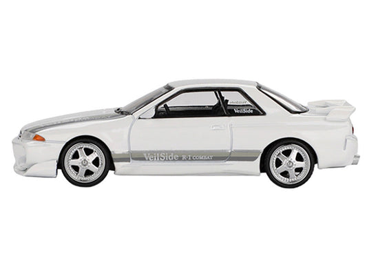 Nissan Skyline GT-R (R32) RHD (Right Hand Drive) "Veilside Combat C-I" White with Gray Stripes Limited Edition 1/64 Diecast Model Car by Mini GT Mini GT