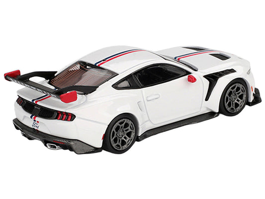 Ford Mustang GTD "Spirit of America" White with Red and Blue Stripes Limited Edition 1/64 Diecast Model Car by Mini GT Mini GT