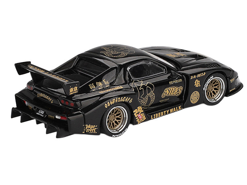 Mazda RX-7 LB-Super Silhouette "FD-NILES" Black with Gold Graphics Limited Edition 1/64 Diecast Model Car by Mini GT Mini GT