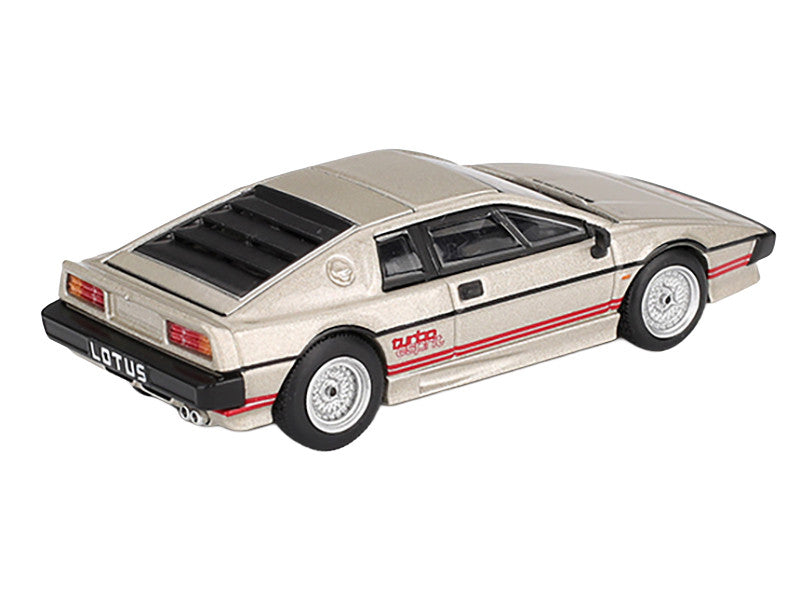 Lotus Esprit Turbo Silver Metallic with Red Stripes Limited Edition 1/64 Diecast Model Car by Mini GT Mini GT