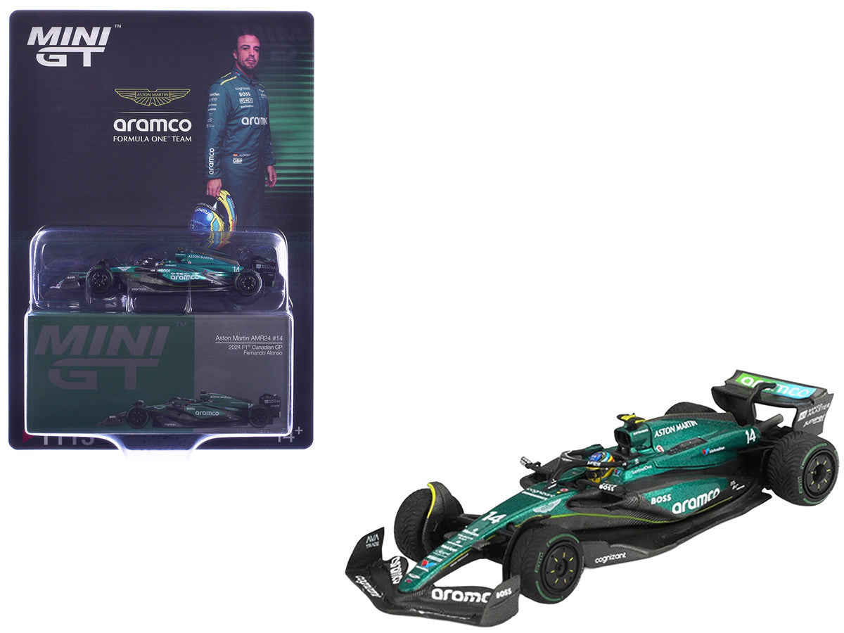 Aston Martin AMR24 #14 Fernando Alonso Formula One F1 "Canadian GP" (2024) Limited Edition 1/64 Diecast Model Car by Mini GT-2