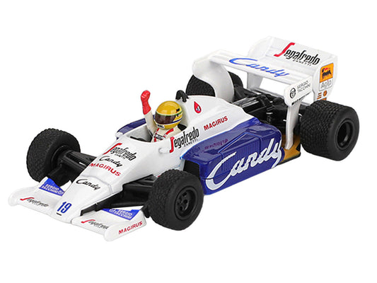 Toleman TG184 #19 Ayrton Senna 2nd Place Formula One F1 "Monaco GP" (1984) with Driver Figure Limited Edition 1/64 Diecast Model Car by Mini GT Mini GT