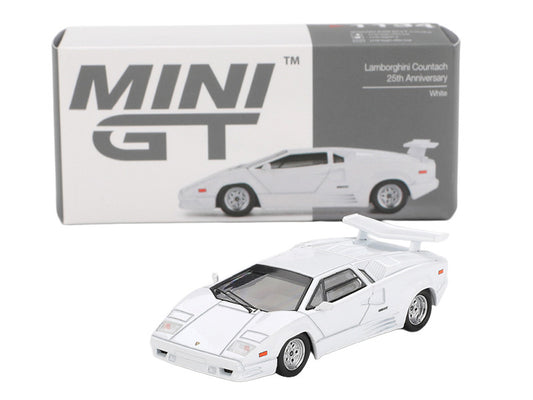 Lamborghini Countach "25th Anniversary" White Limited Edition 1/64 Diecast Model Car by Mini GT-1