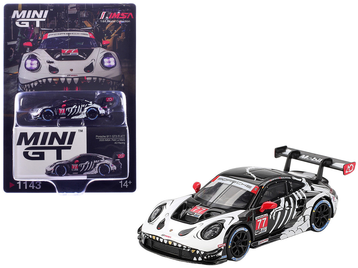 Porsche 911 GT3 R #77 Klaus Bachler - Laurin Heinrich - Michael Christensen "AO Racing Skeleton Rexy" GTD Pro IMSA "Petit Le Mans" (2025) Limited Edition 1/64 Diecast Model Car by Mini GT Mini GT