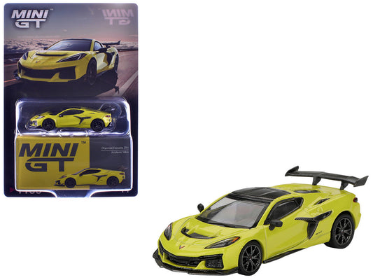 Chevrolet Corvette ZR1 Accelerate Yellow with Carbon Top Limited Edition 1/64 Diecast Model Car by Mini GT Mini GT