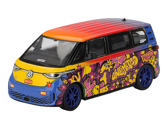 Volkswagen ID.Buzz Van "KW/BBS" Floral Graffiti Livery Limited Edition 1/64 Diecast Model Car by Mini GT Mini GT
