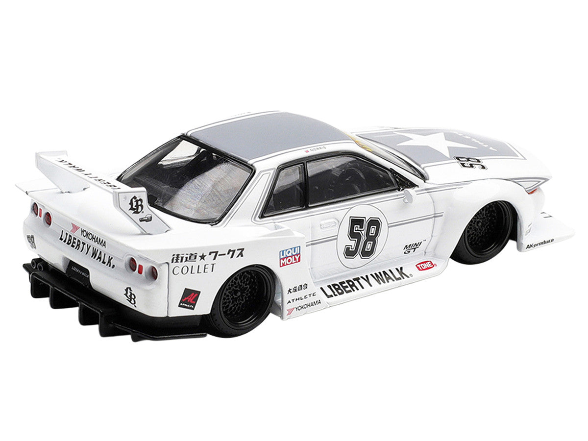 Nissan Skyline GT-R (R32) RHD (Right Hand Drive) #58 "Kaido Works" White with Gray Graphics "Tokyo Auto Salon 2025" Limited Edition 1/64 Diecast Model Car by Mini GT Mini GT