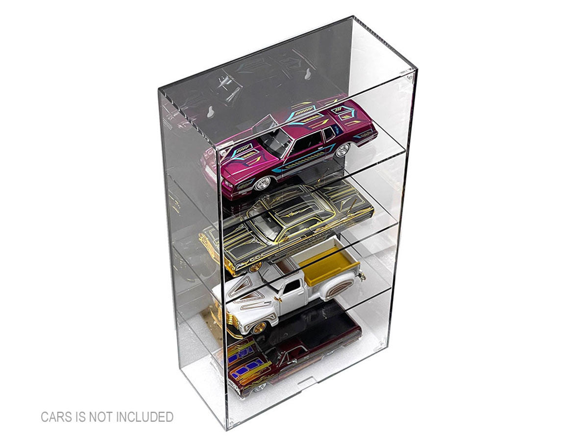 Showcase 4 Car Display Case Wall Mount with Black Back Panel "Mijo Exclusives" for 1/24-1/25 Scale Models-2